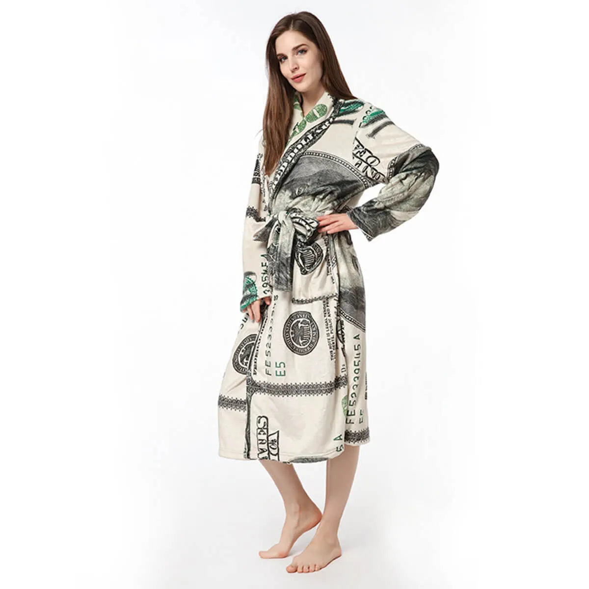 Cash Money 100 Dollar Bill Soft and Warm Fleece Robe