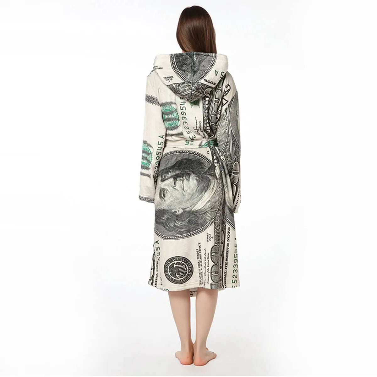 Cash Money 100 Dollar Bill Soft and Warm Fleece Robe