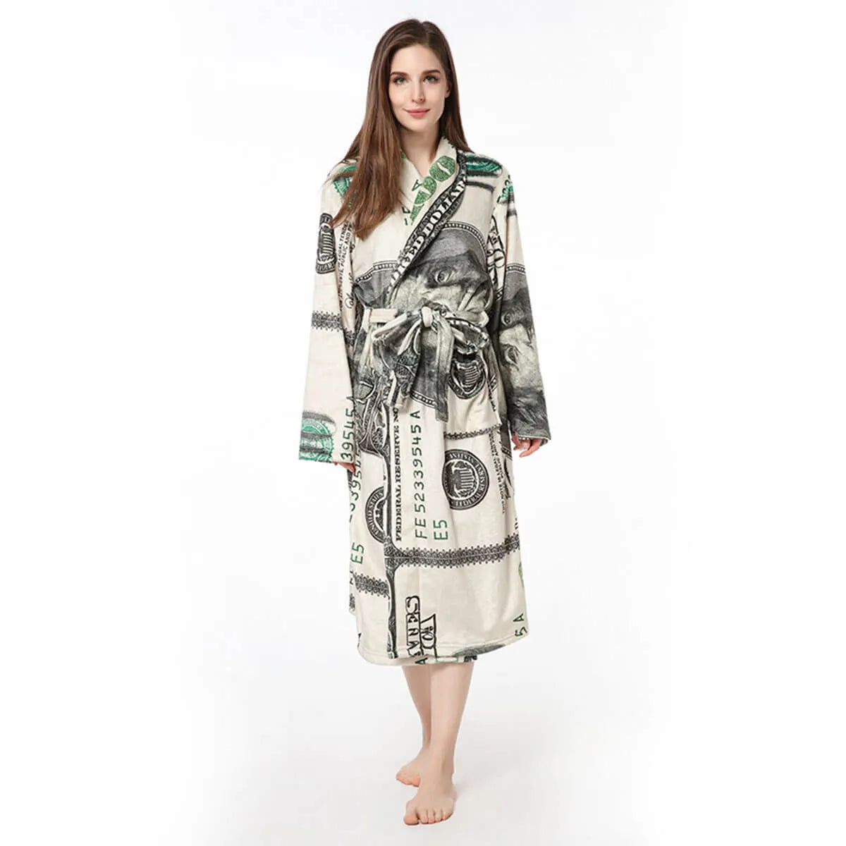 Cash Money 100 Dollar Bill Soft and Warm Fleece Robe