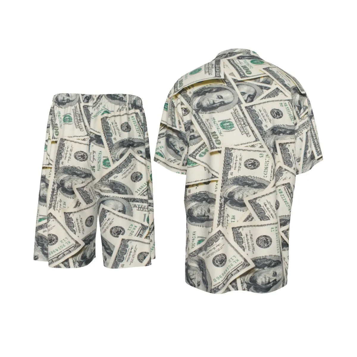 Cash Money Dollar Bill Gangster Silk Shirt Suit Set