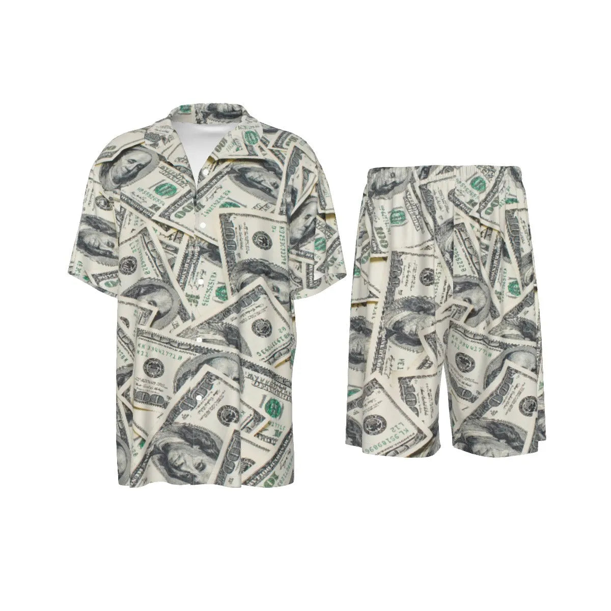 Cash Money Dollar Bill Gangster Silk Shirt Suit Set