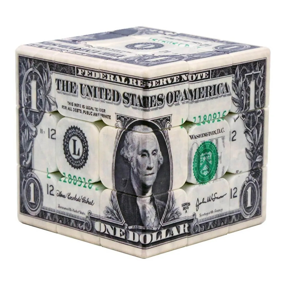 Cash Money Dollar Pattern Magic Cube Puzzle for Brain Training