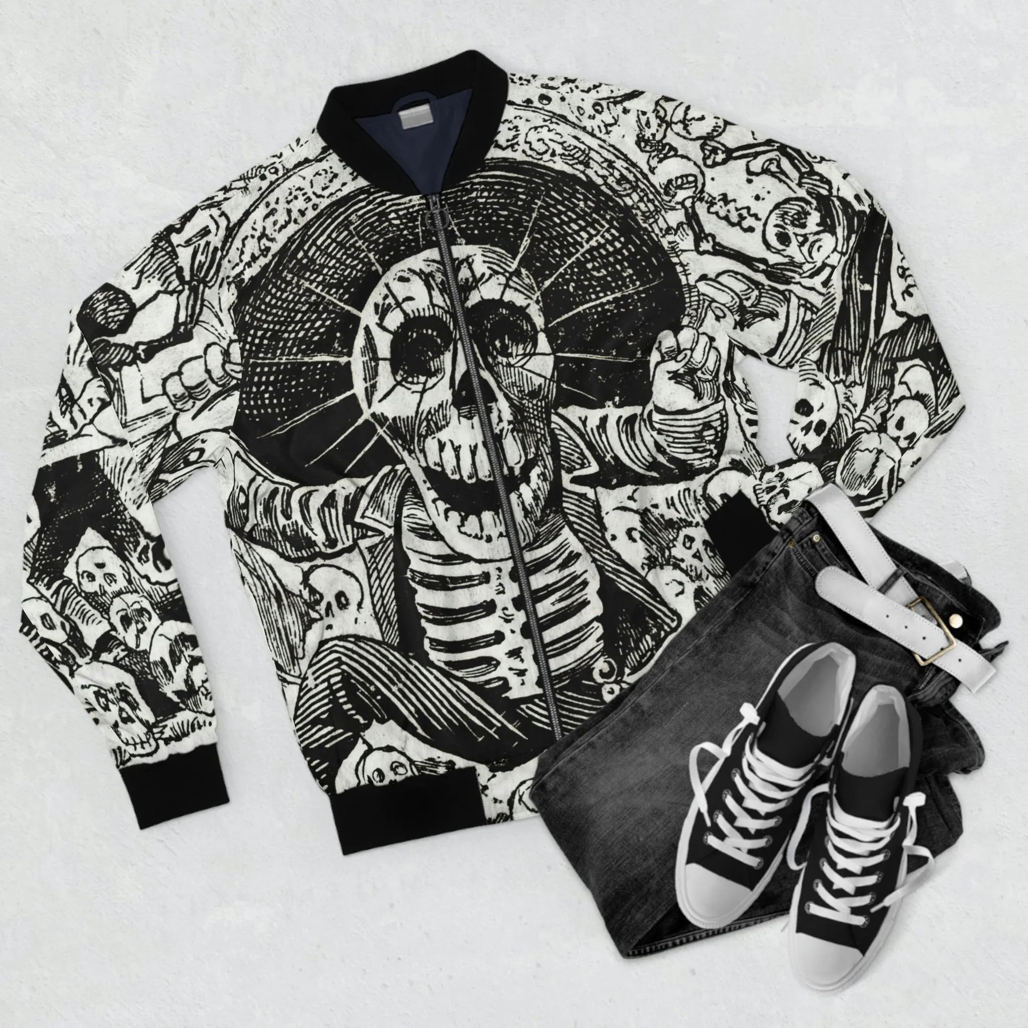 Jose Guadalupe Mexikói Skeleton Art Bomber dzseki