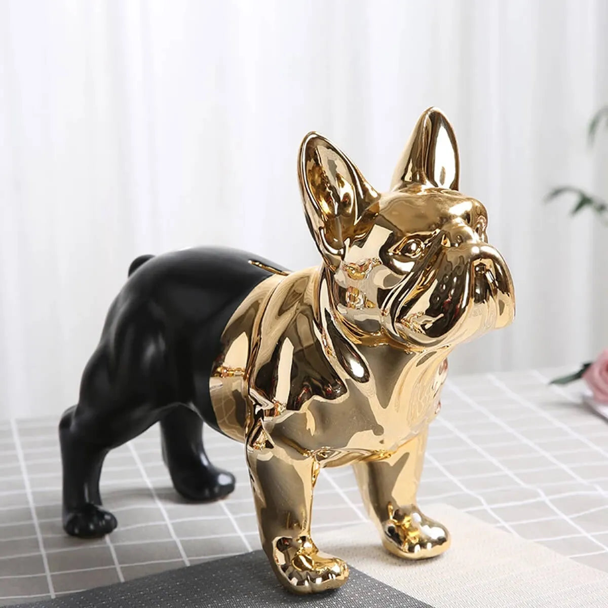 Ceramic Plating French Bulldog Piggy Bank Large Frenchie Dog Decoration