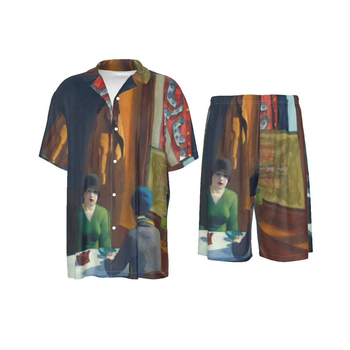 Chop Suey by Edward Hopper Art Silk Shirt Suit Set