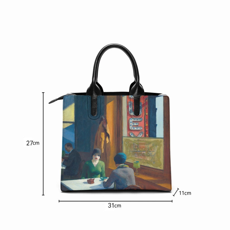 Chop Suey by Edward Hopper Painting Leather Handbag