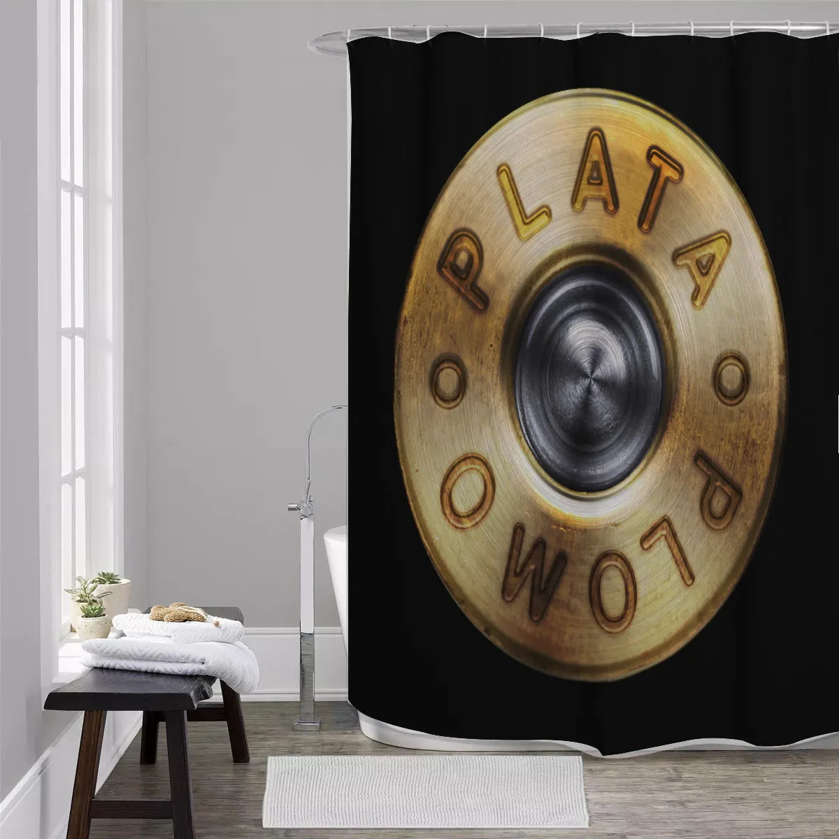 Colombian Boss El Jefe Pablo Plata o Plomo Shower Curtains