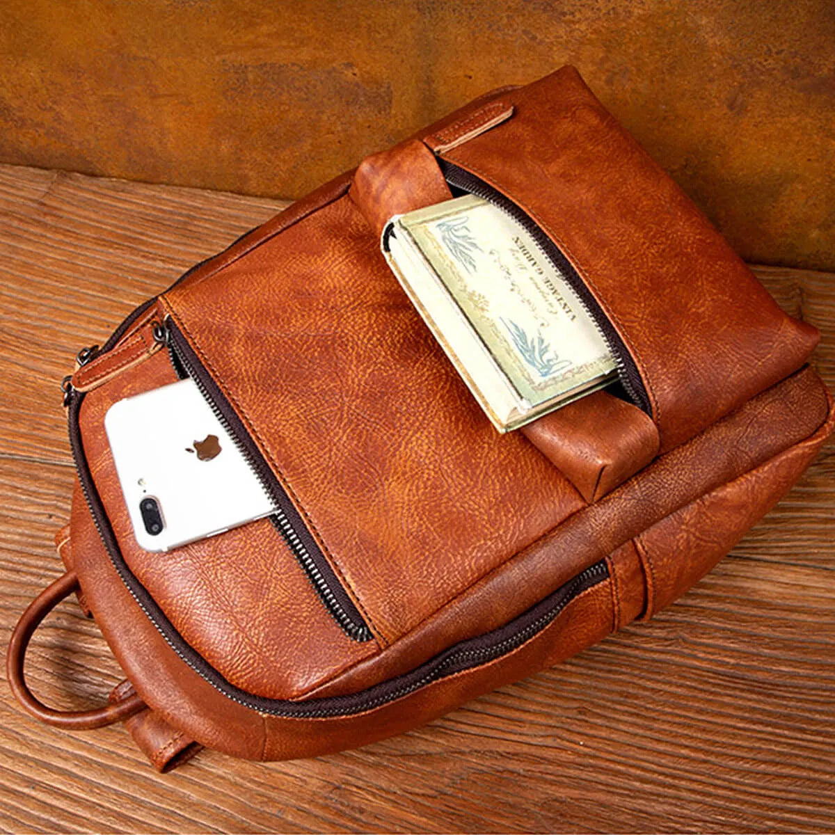 Cowhide Leather Large Capacity Vintage Brown Premium Backpack