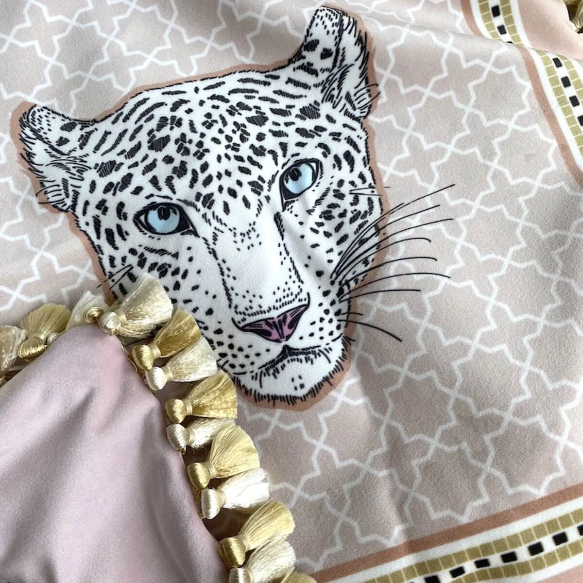 Cushion Cover Square Pillow Case Vintage Luxury Rubber Pink Leopard