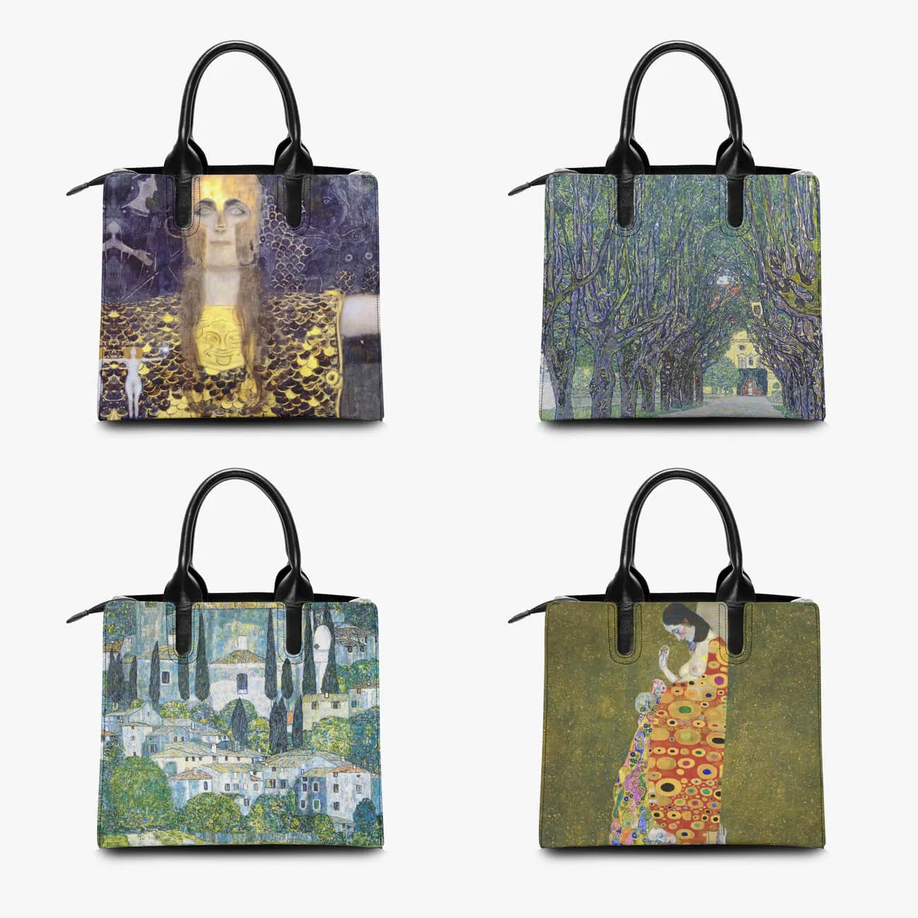 Dame mit Hut und Federboa Gustav Klimt Art Handbag