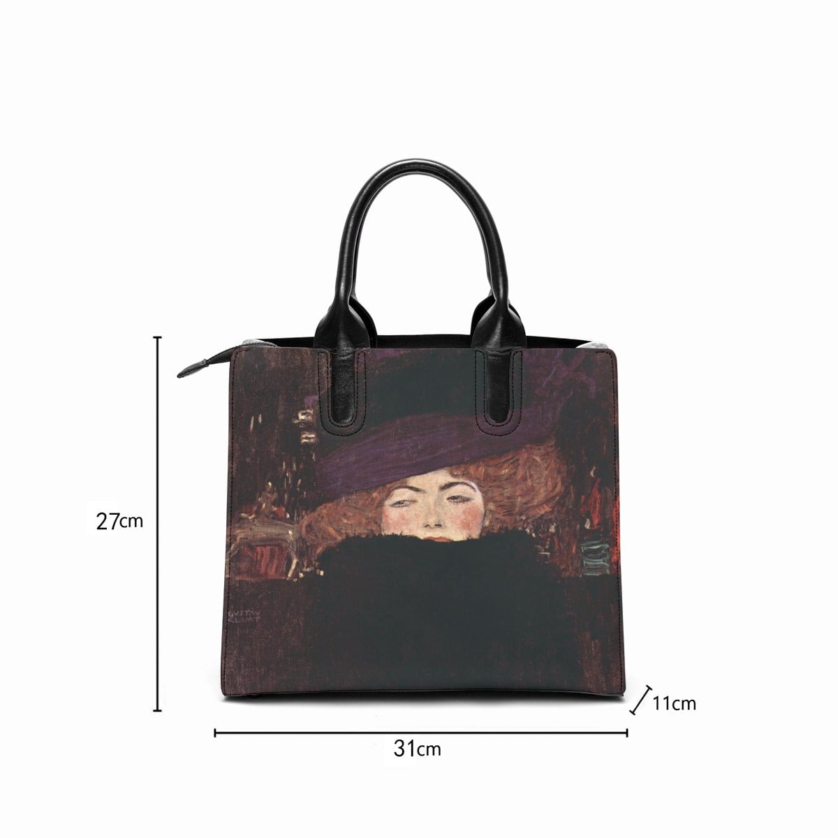 Dame mit Hut und Federboa Gustav Klimt Art Handbag