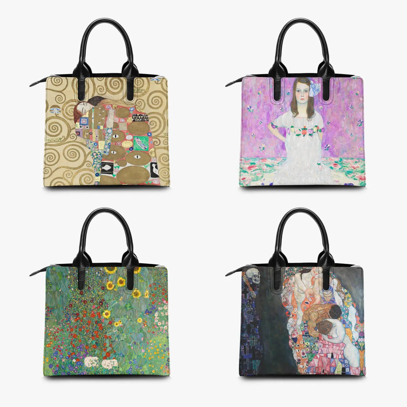 Dame mit Hut und Federboa Gustav Klimt Art Handbag