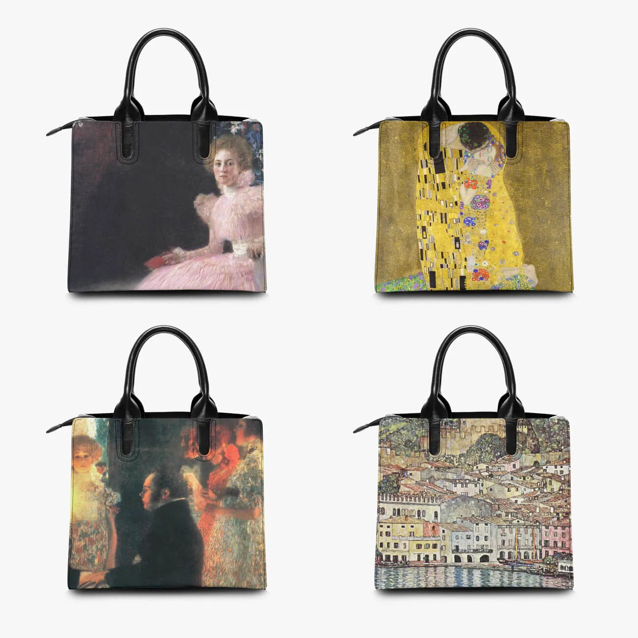 Dame mit Hut und Federboa Gustav Klimt Art Handbag