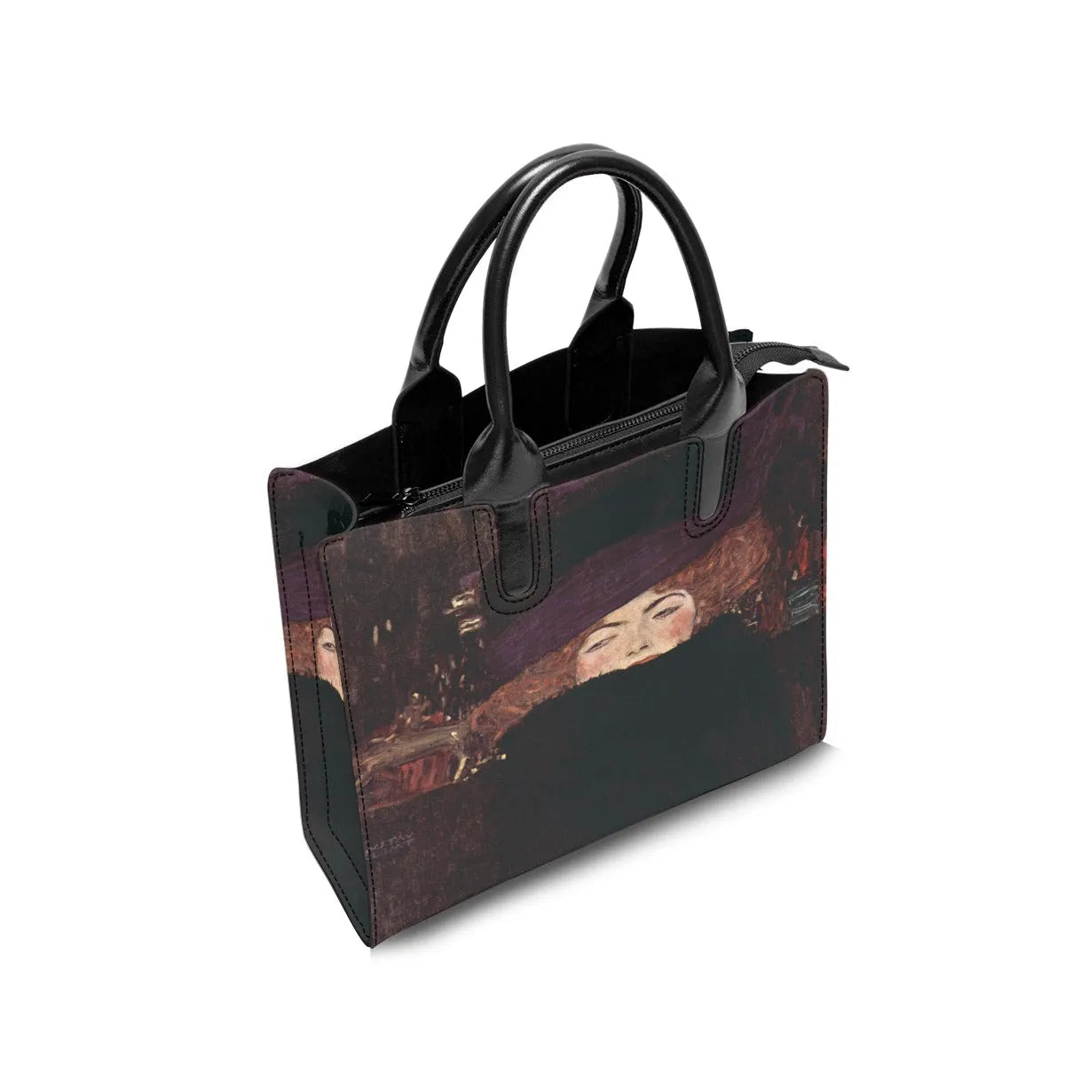 Dame mit Hut und Federboa Gustav Klimt Art Handbag