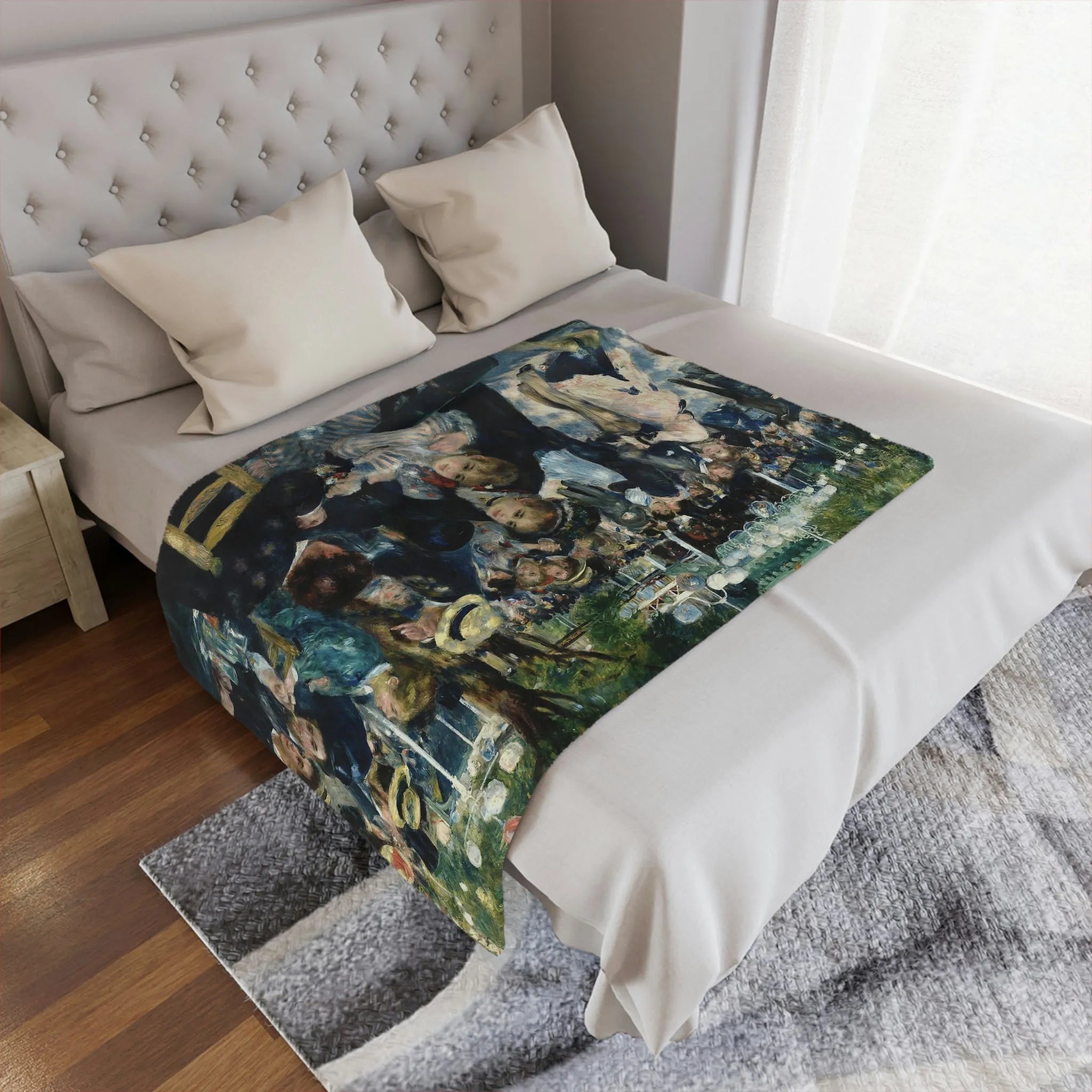 Iconic Le Moulin de la Galette painting reproduced on a cozy blanket