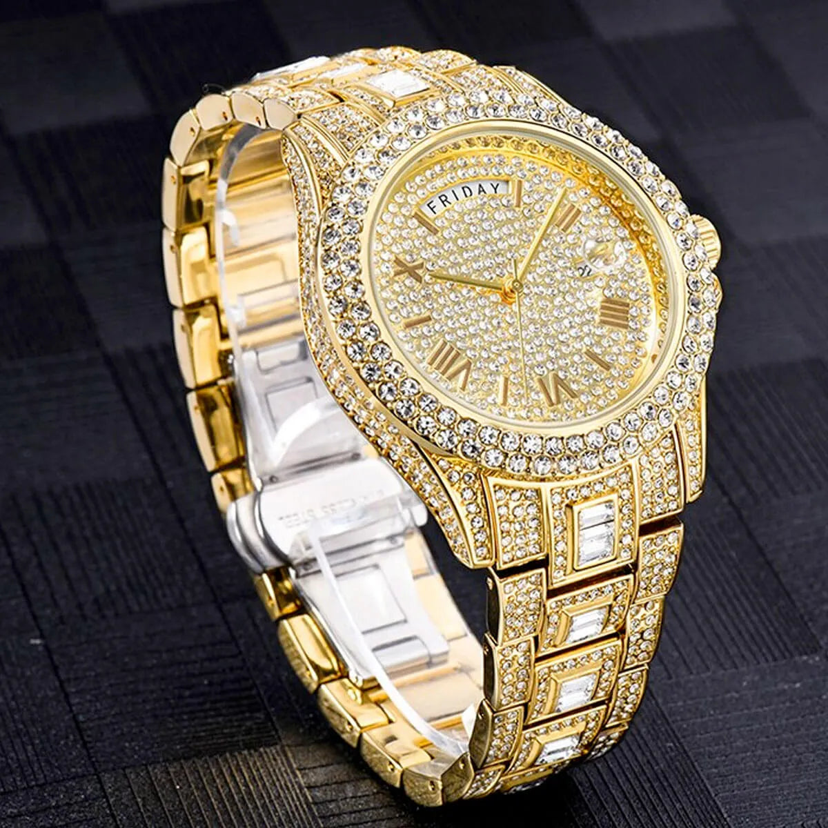 Diamond Waterproof Luxury Calendar Dual Watch