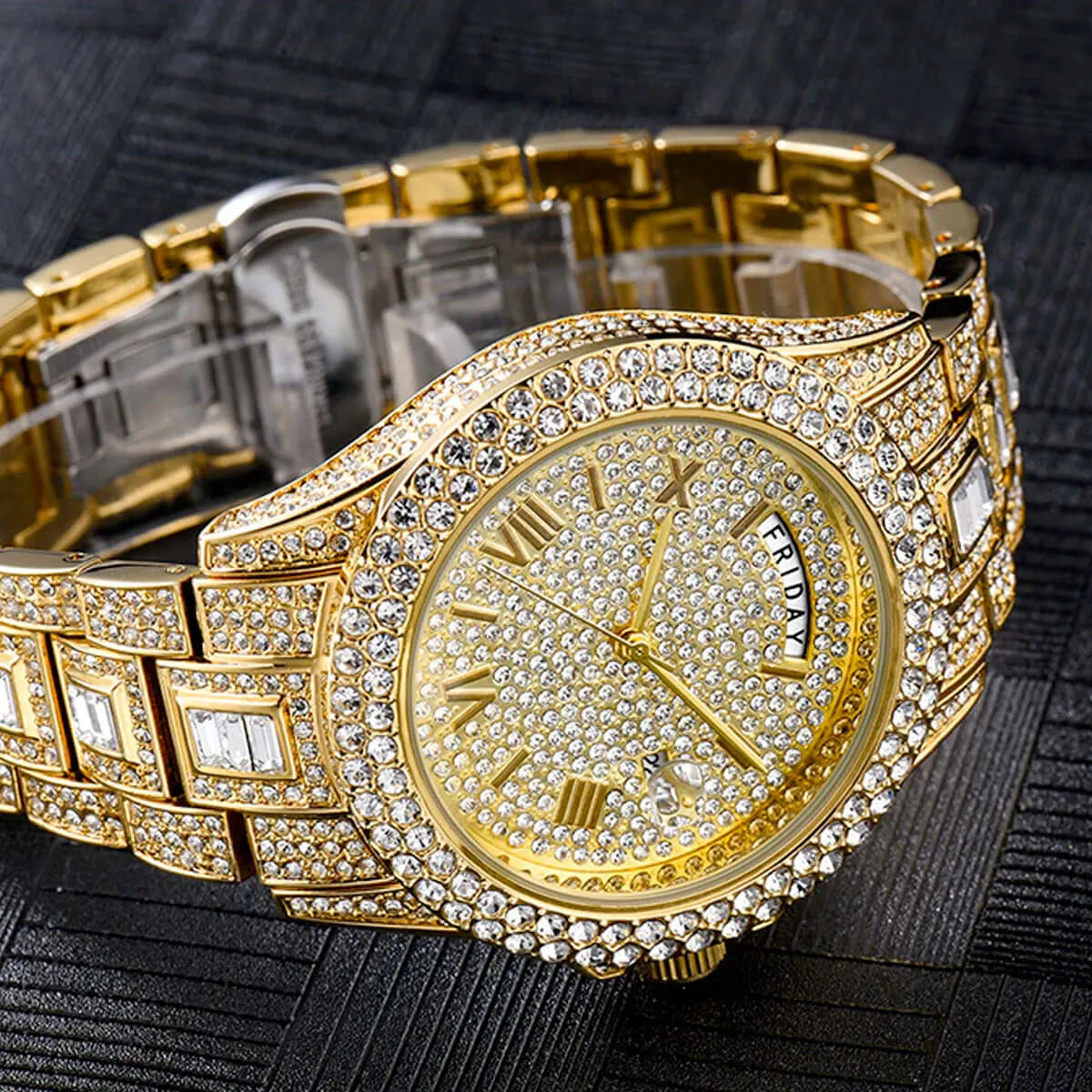 Diamond Waterproof Luxury Calendar Dual Watch