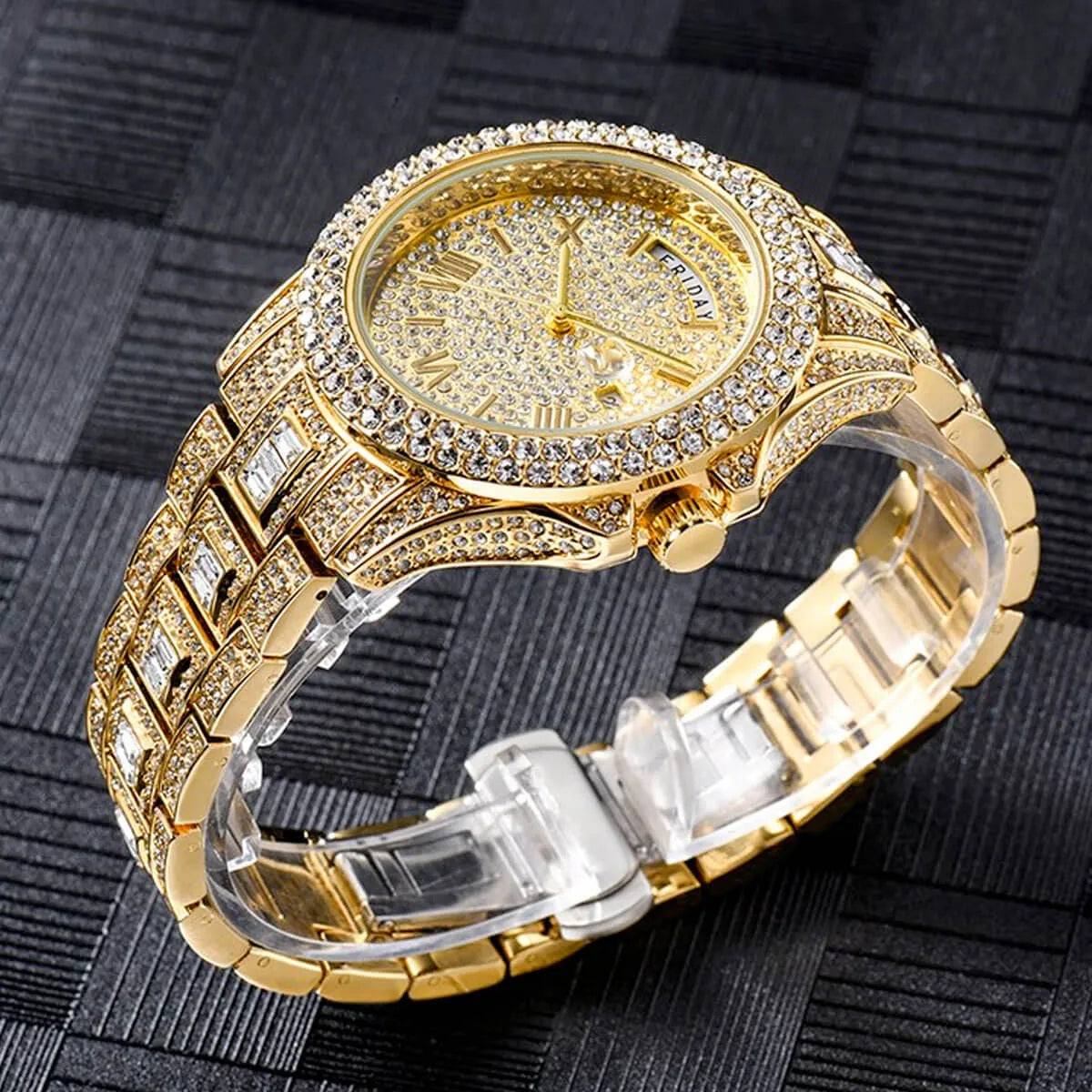 Diamond Waterproof Luxury Calendar Dual Watch