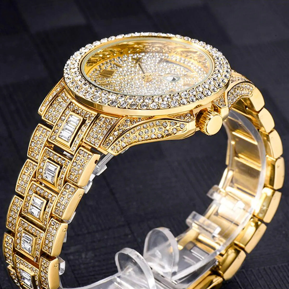 Diamond Waterproof Luxury Calendar Dual Watch