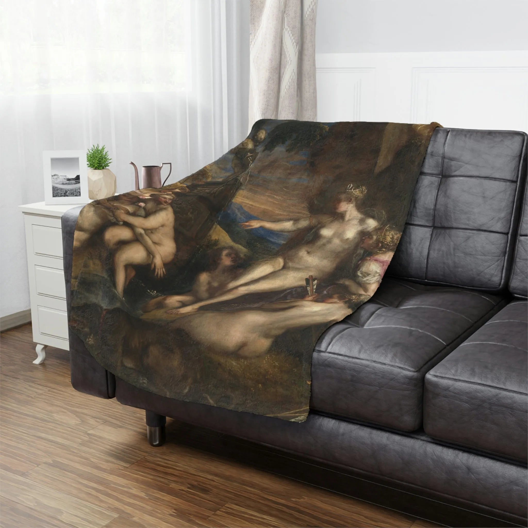 Artistic blanket showcasing Titian's Diana and Callisto masterpiece