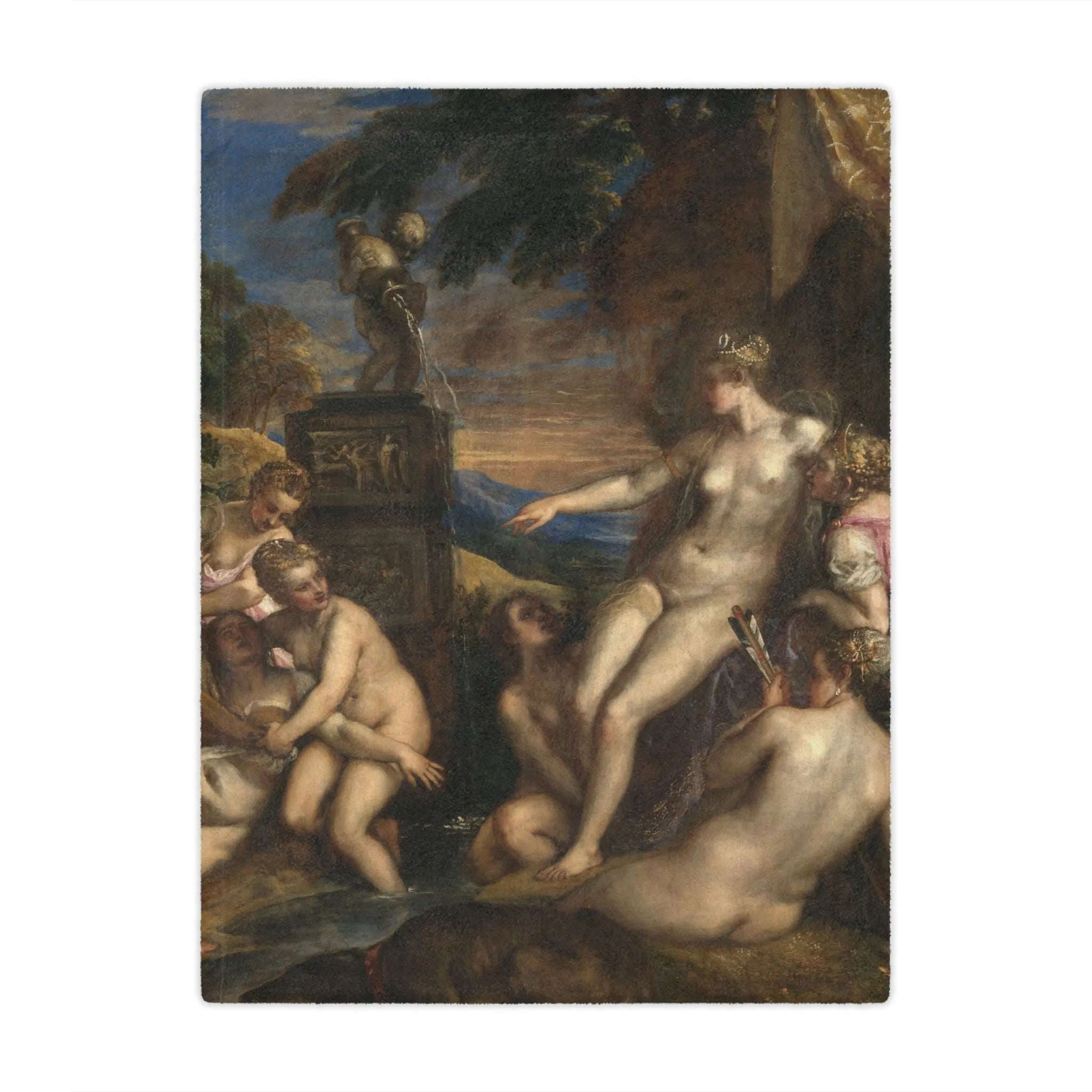 Titian’s Diana and Callisto Art Blanket - Classic Elegance for Home