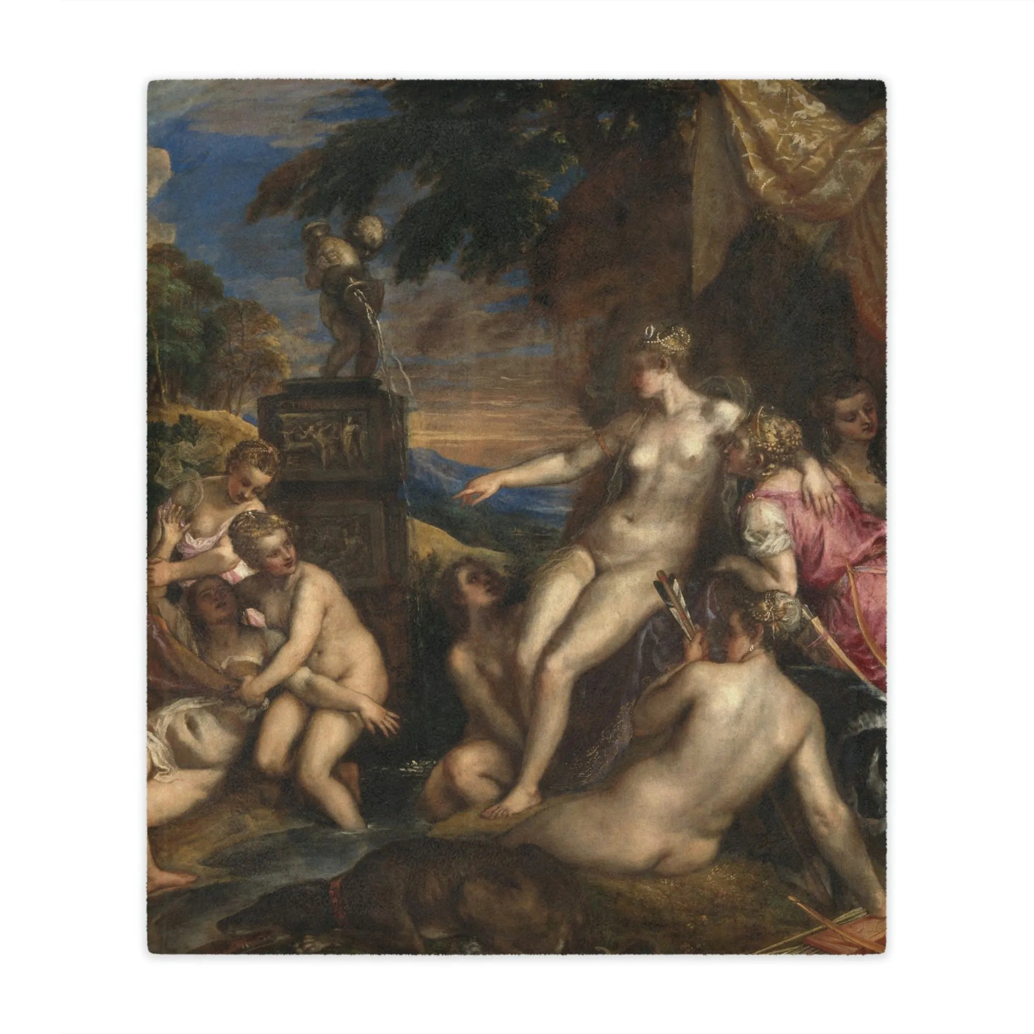 Titian’s Diana and Callisto Art Blanket - Classic Elegance for Home