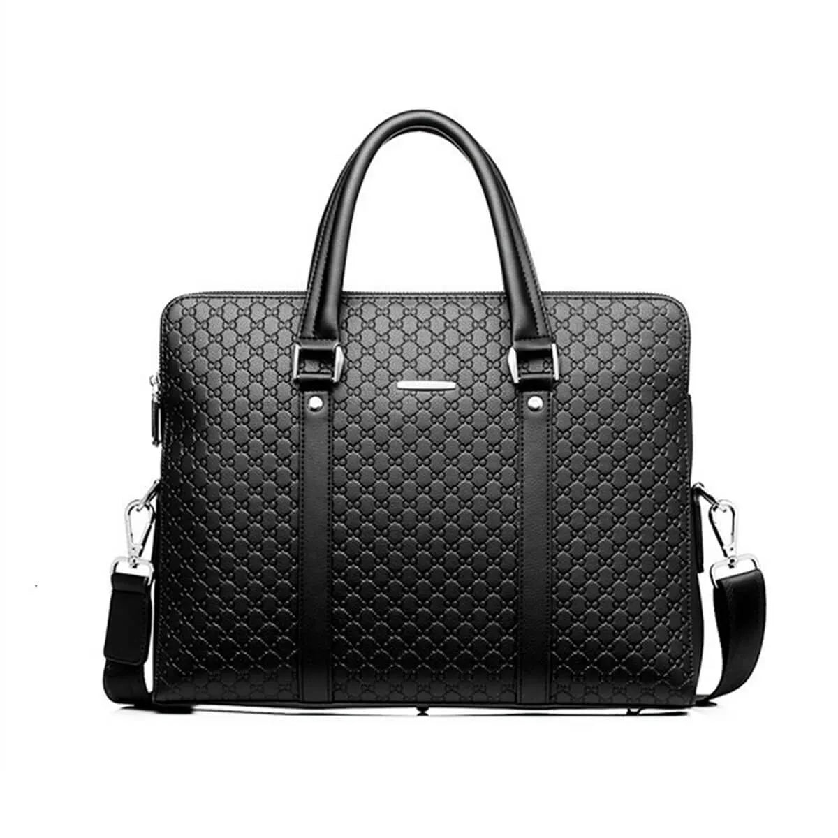 Double Layers Premium Leather Casual Business Briefcase