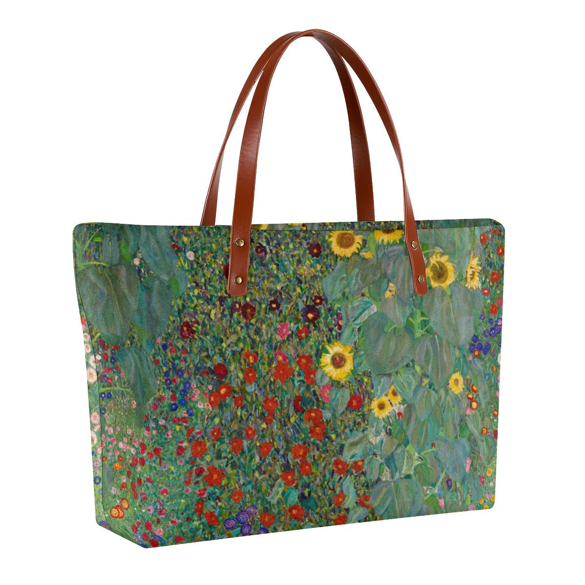 Farm Garden with Sunflowers by Gustav Klimt Waterproof Tote Bag