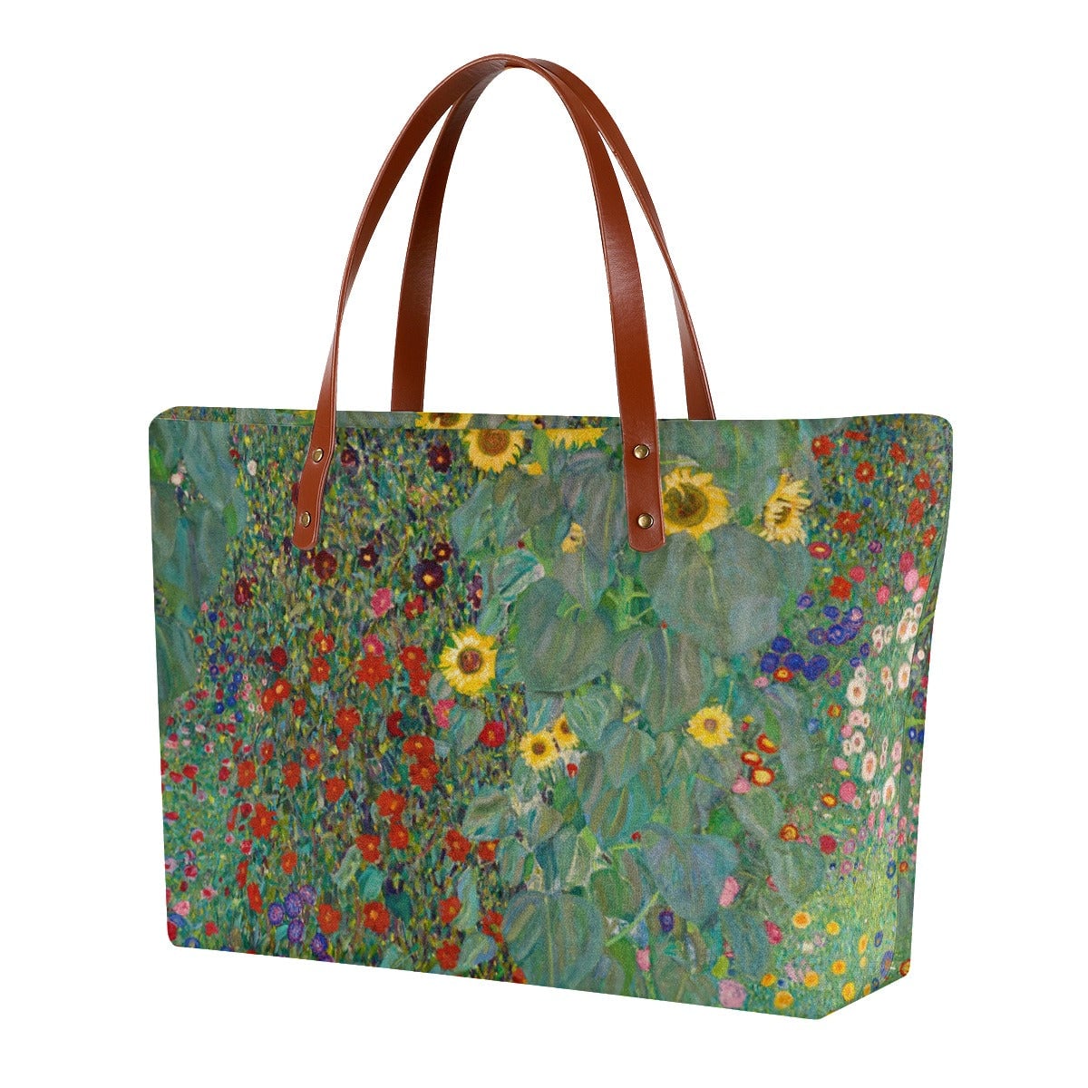 Farm Garden with Sunflowers by Gustav Klimt Waterproof Tote Bag