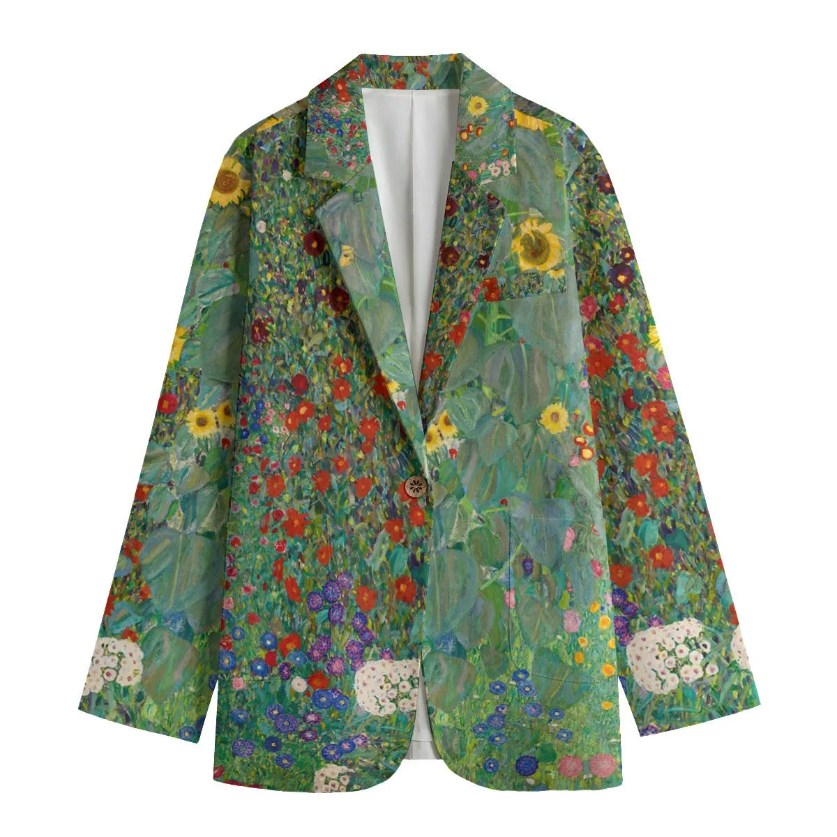 Farm Garden with Sunflowers Gustav Klimt Women’s Blazer