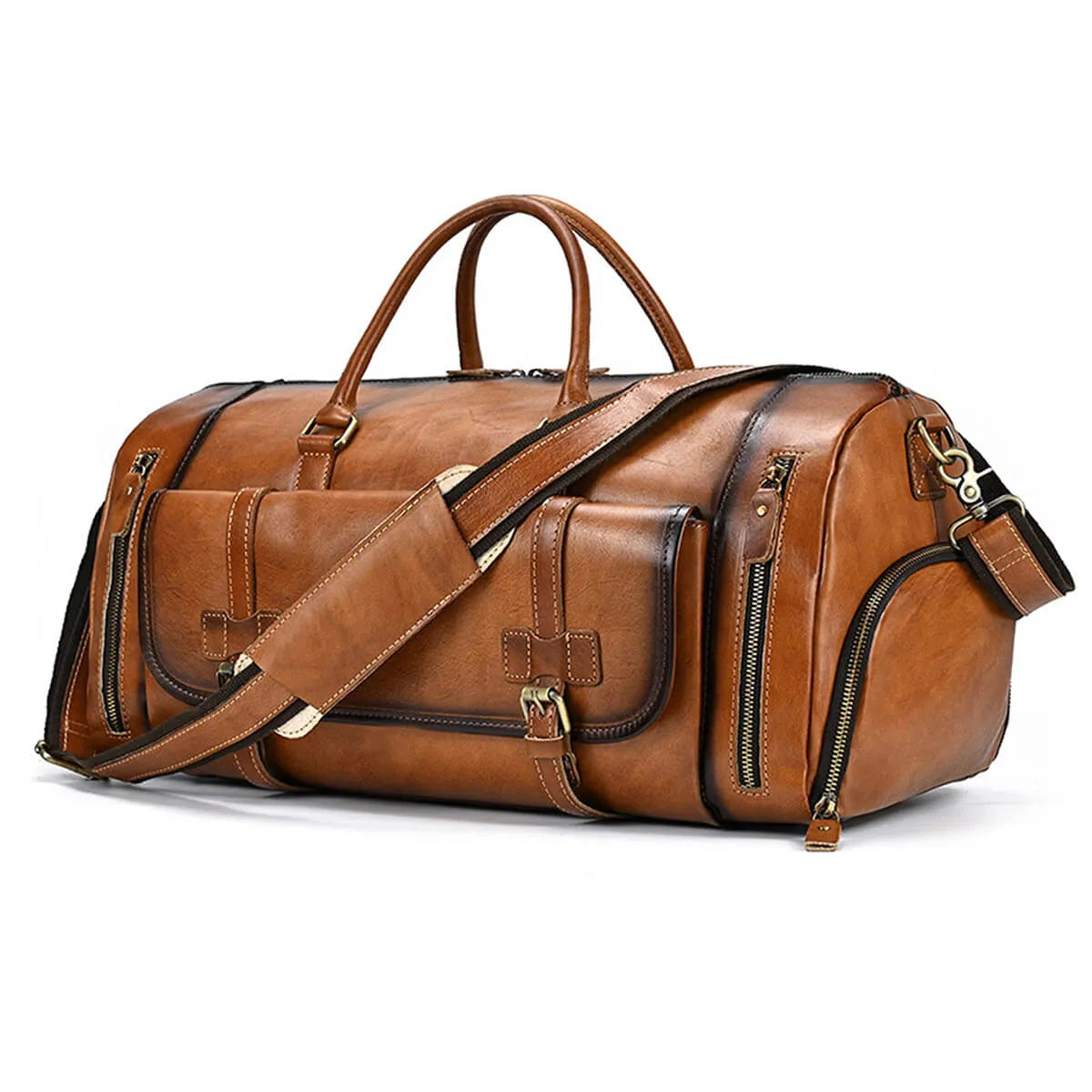 Fashion Retro Cowhide Luggage Travel Bag