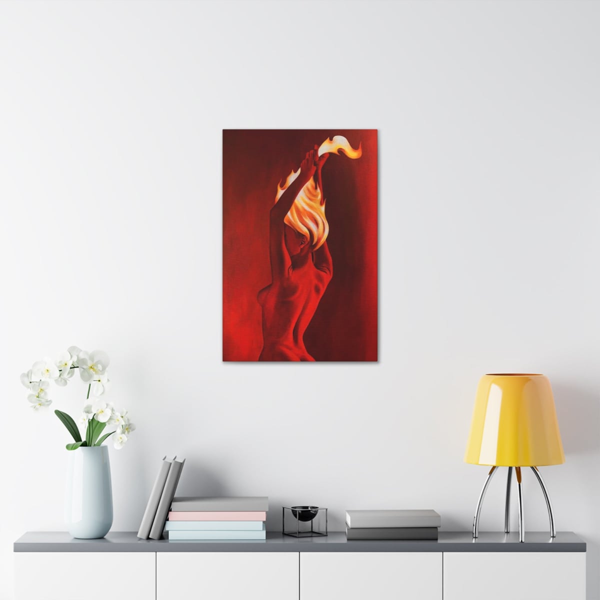 Bold Flame Canvas for Provocative Interior