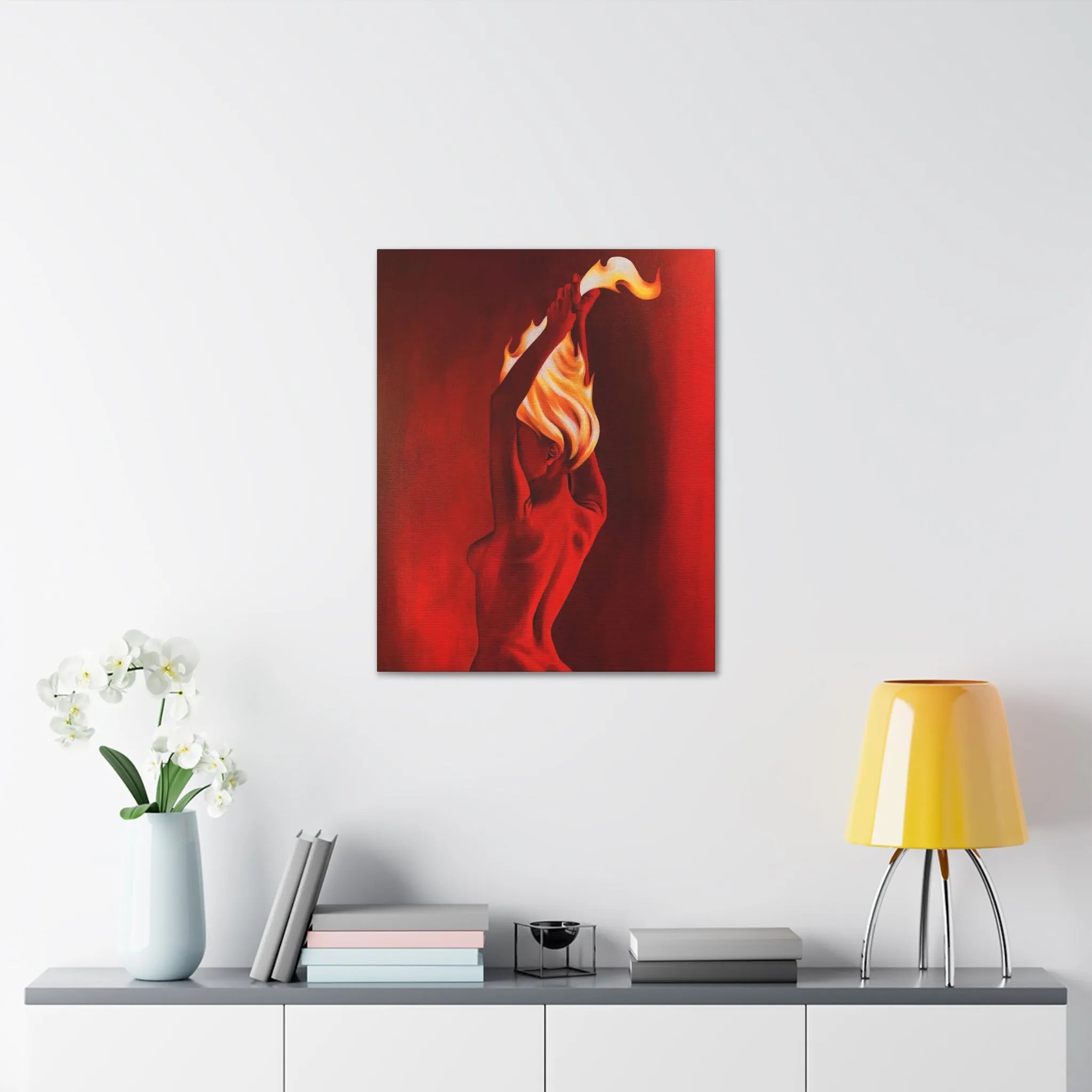 Fiery Provocative Erotic Lady Red Flame Canvas Gallery Wraps