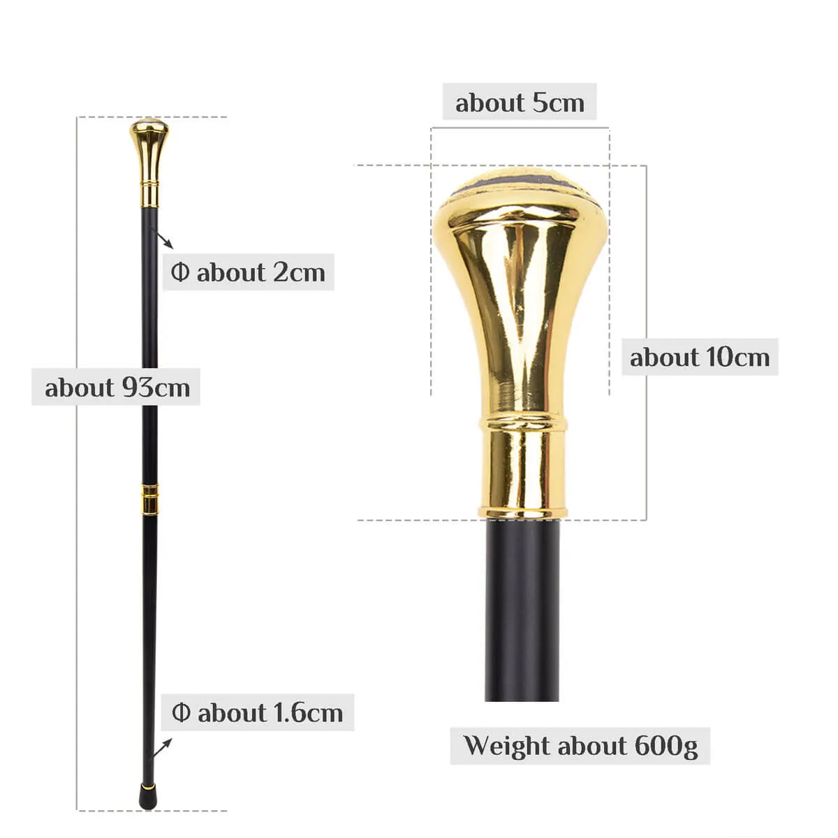 Freemasonry Gold Handle Luxury Walking Cane