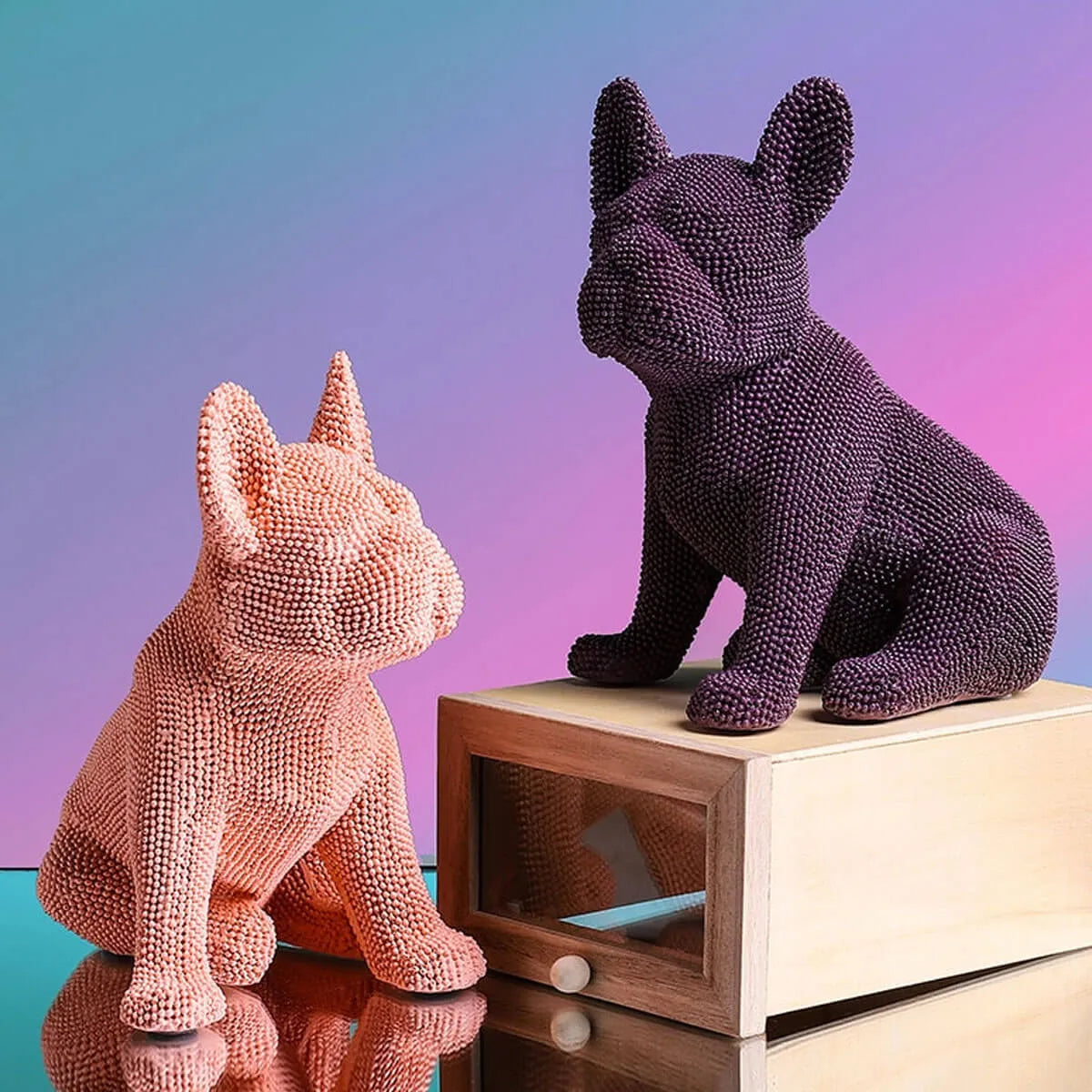 French Bulldog Statue Resin Color Pellet Dog Figurine Sculpture