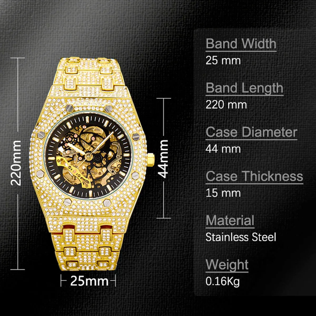 Full Diamond Waterproof Luxury Mechanical Watch