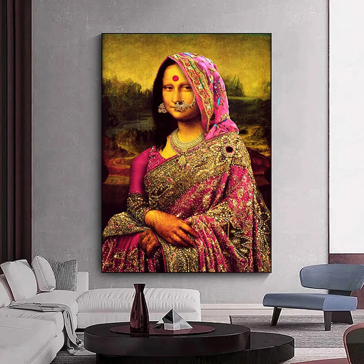 Funny Mona Lisa Masterpiece Iconic Art Painting Canvas Print