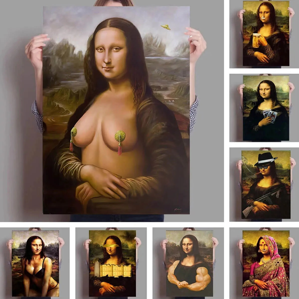 Funny Mona Lisa Masterpiece Iconic Art Painting Canvas Print