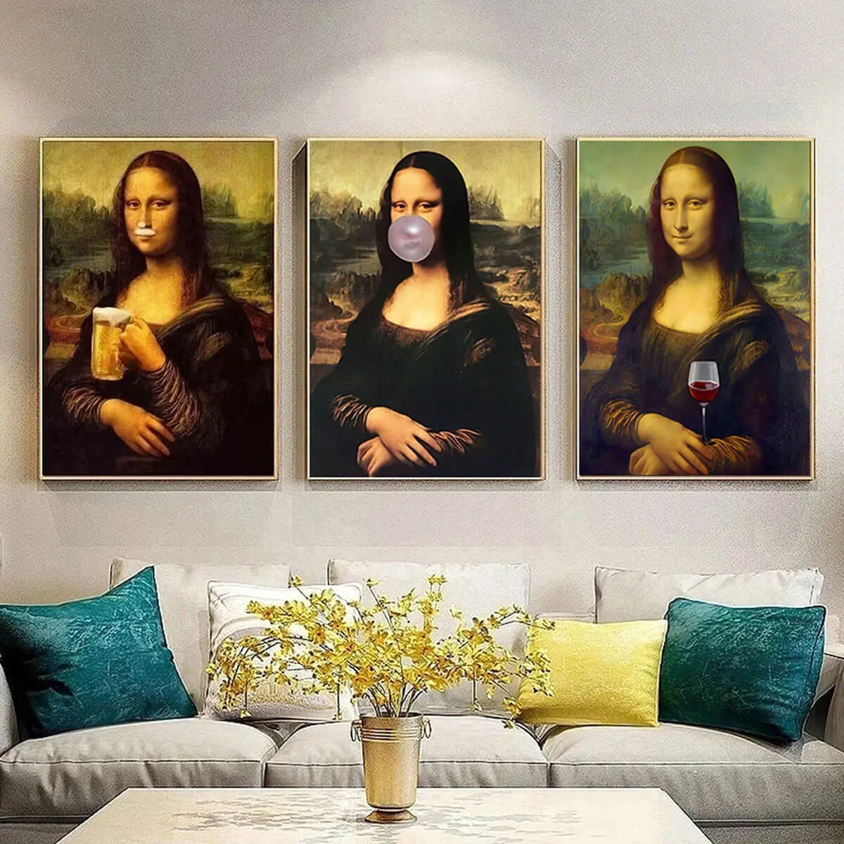 Funny Mona Lisa Masterpiece Iconic Art Painting Canvas Print