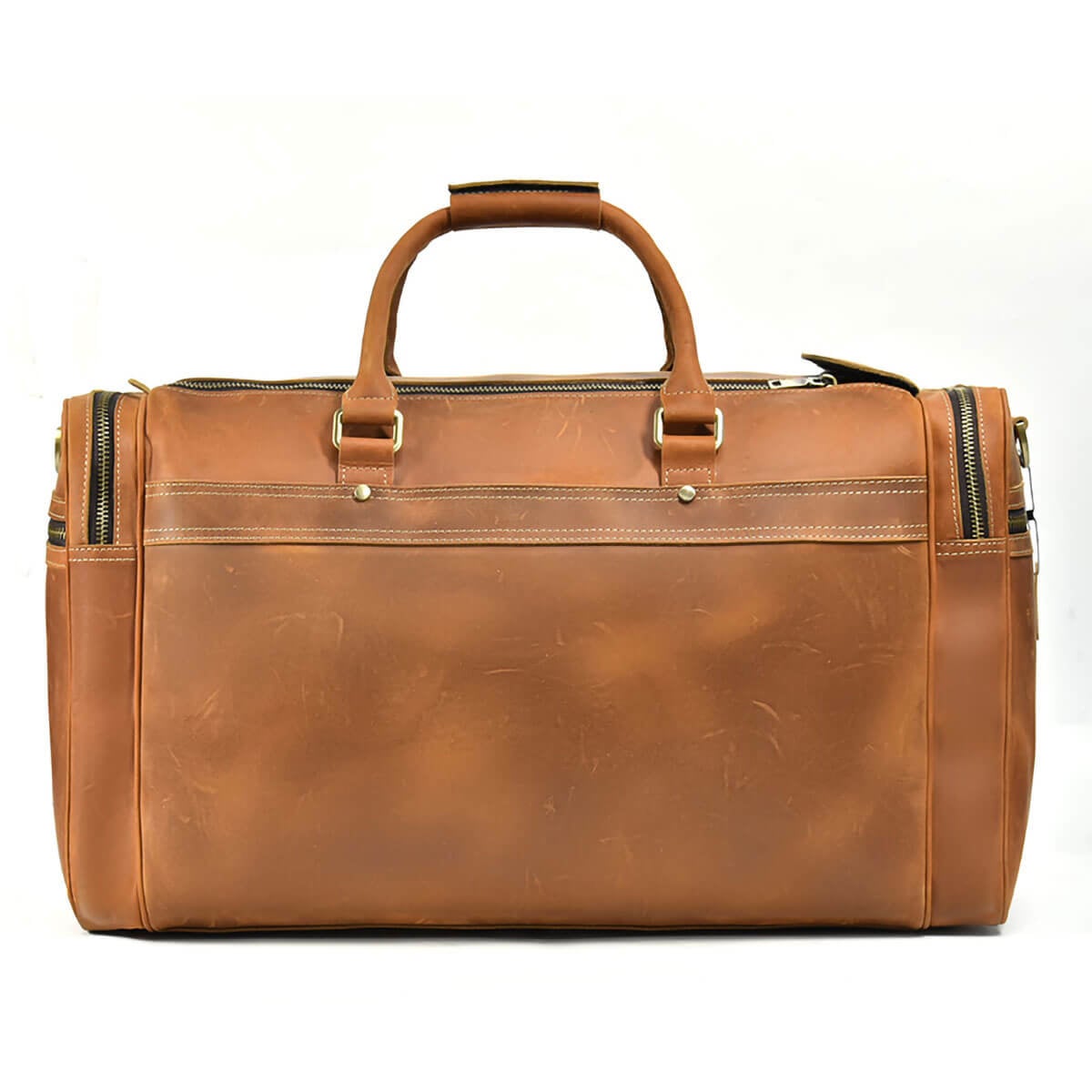 Light Brown Genuine Leather Duffel Bag