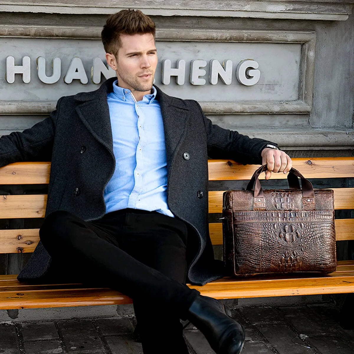 Genuine Leather Business Pattern Luxury Gentleman Briefcase