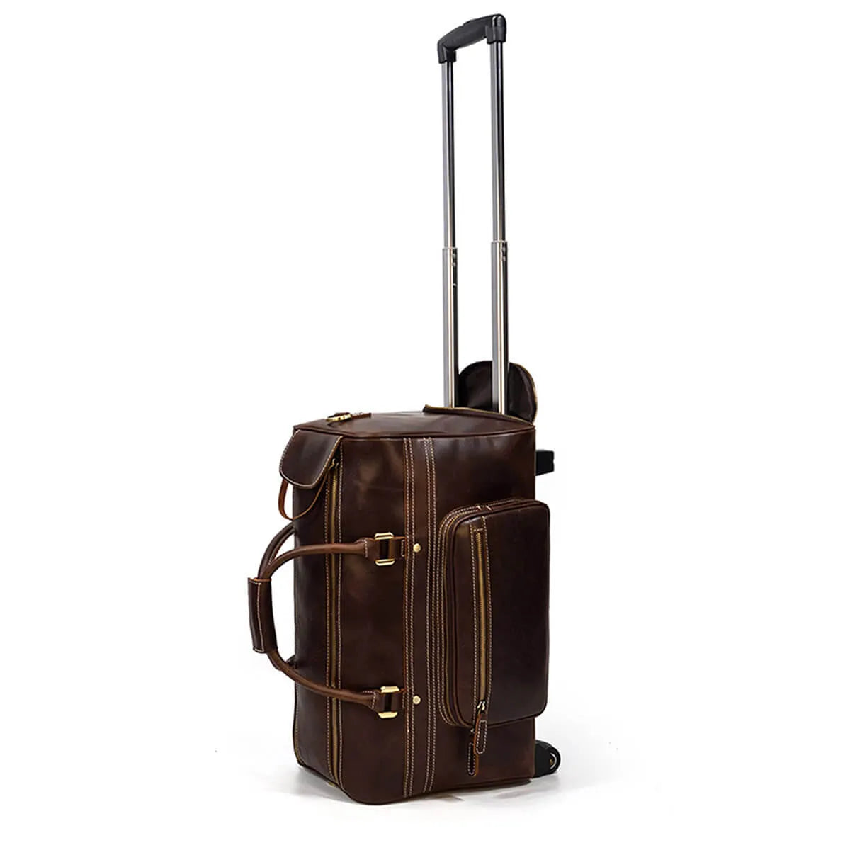 Genuine Leather Large Luggage Wheels Duffle Bag