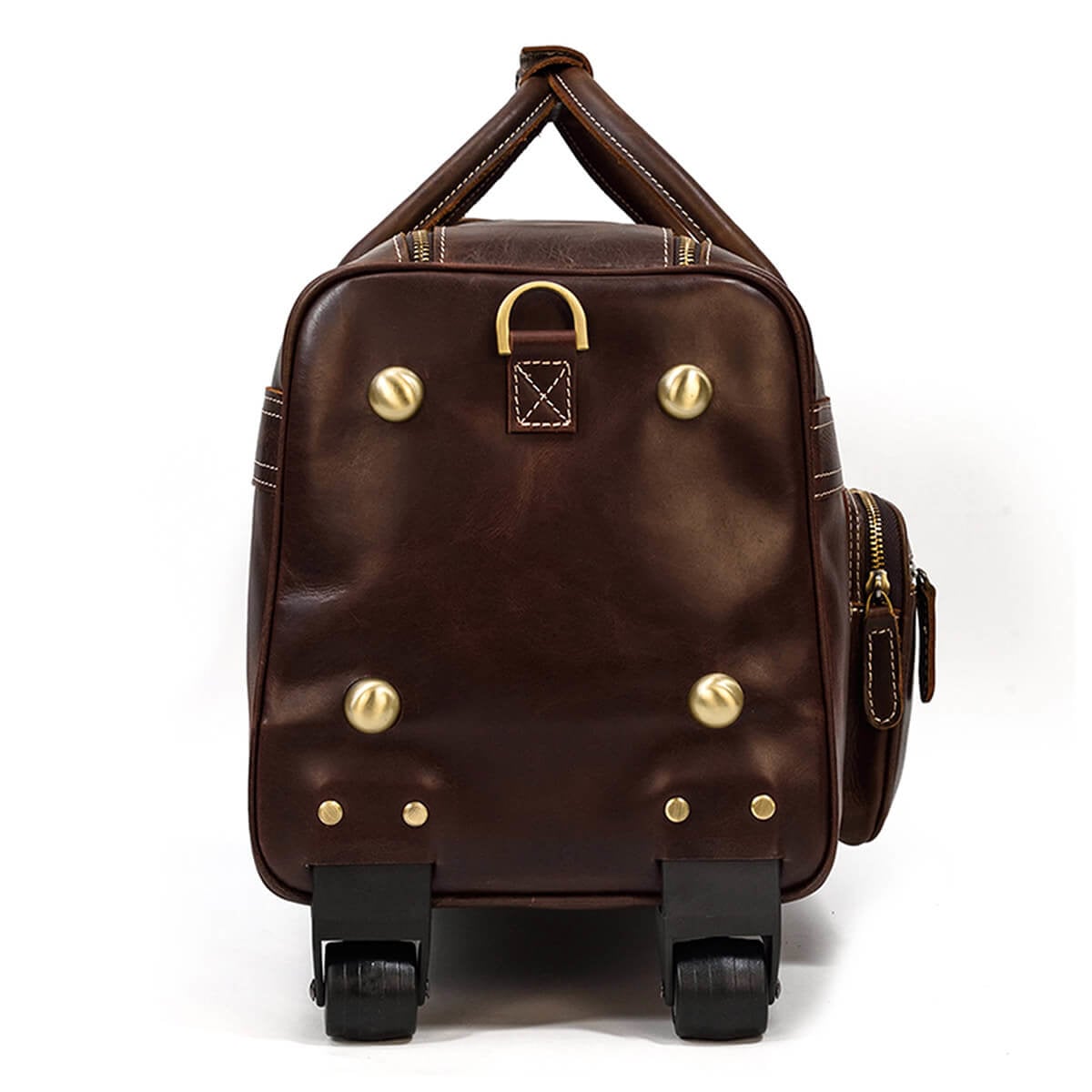 Genuine Leather Large Luggage Wheels Duffle Bag
