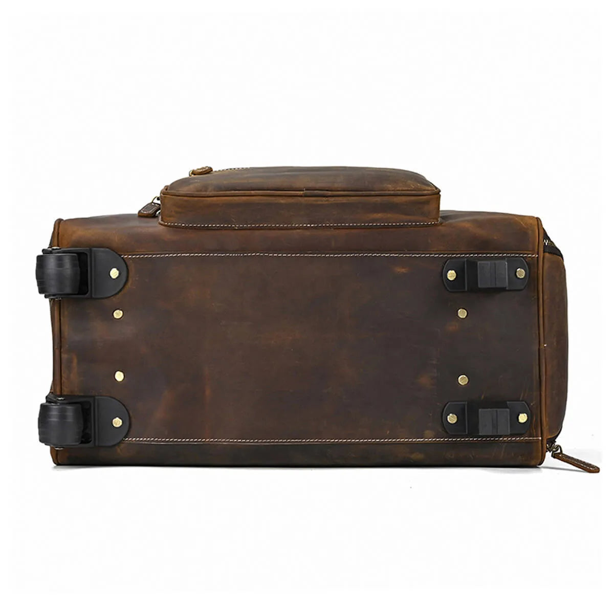 Genuine Leather Large Luggage Wheels Duffle Bag