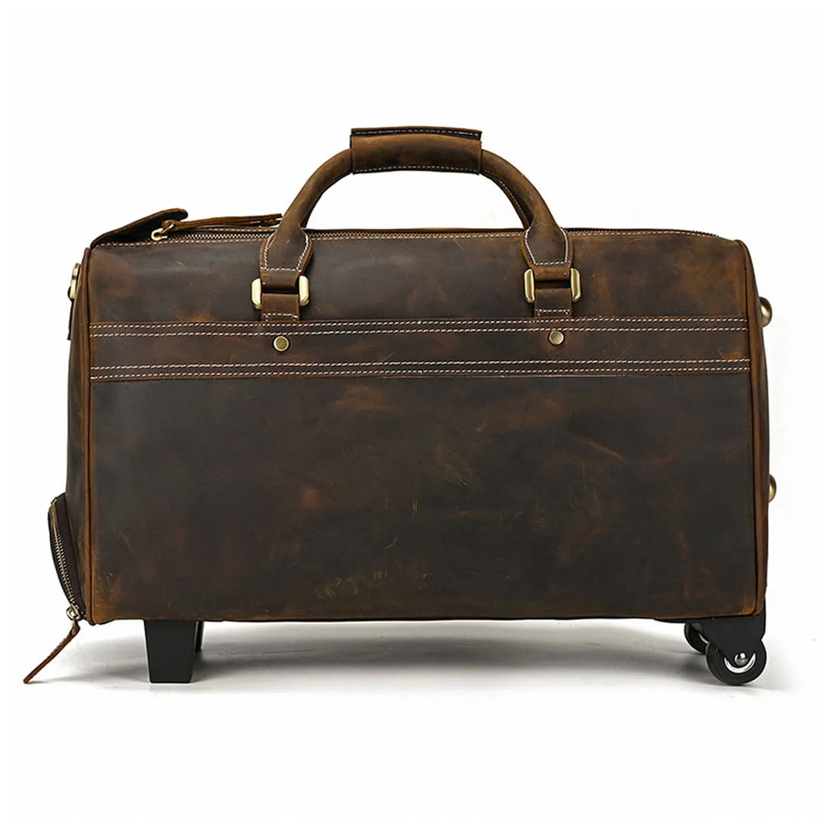 Genuine Leather Large Luggage Wheels Duffle Bag