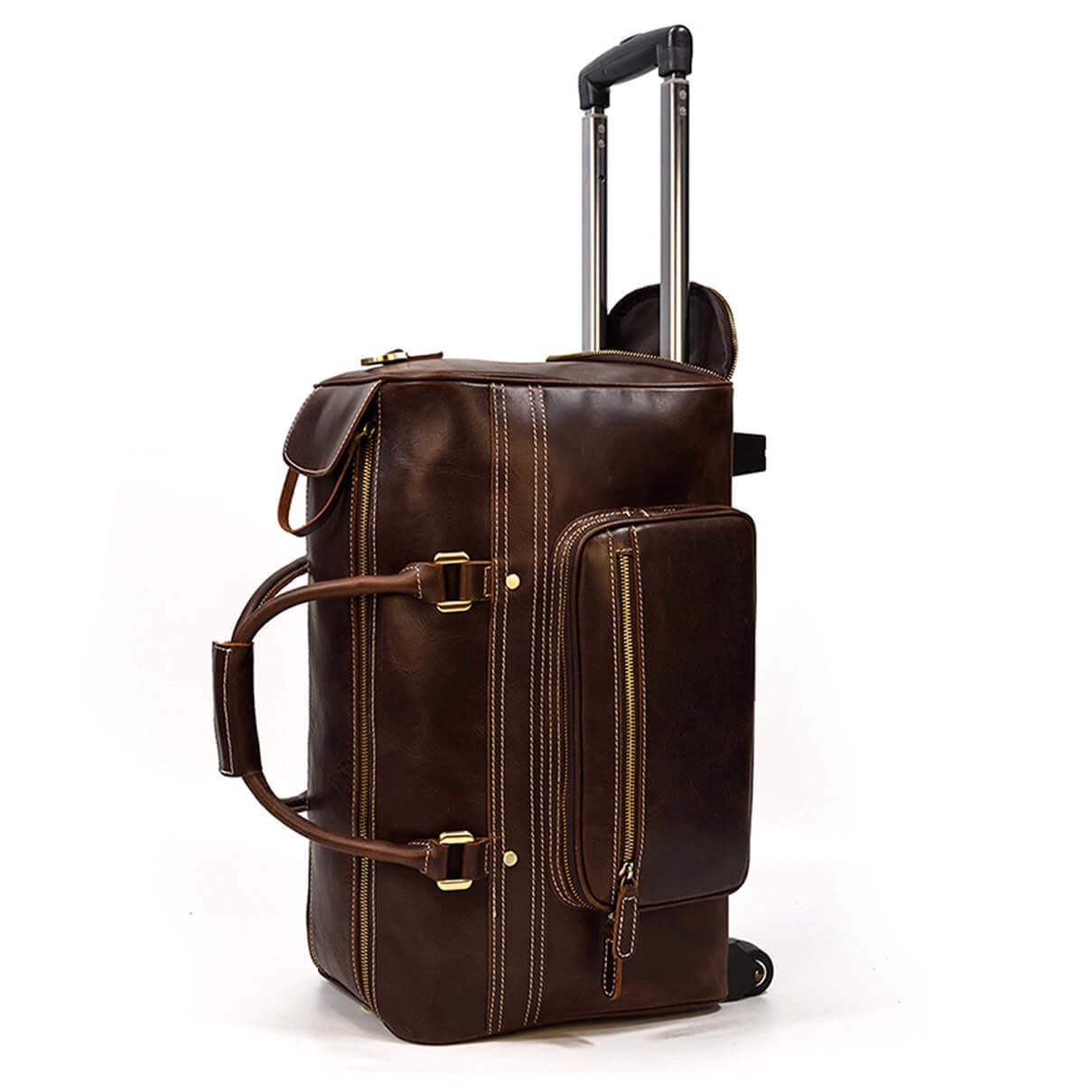 Handmade Full Grain Leather Trolley Bag Luggage Bag With Wheels –  Unihandmade