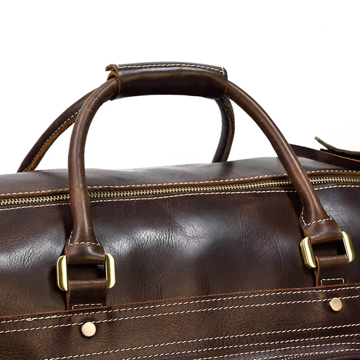 Genuine Leather Large Luggage Wheels Duffle Bag