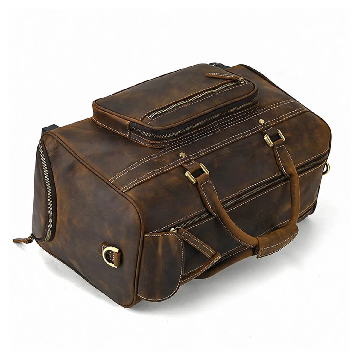 Genuine Leather Large Luggage Wheels Duffle Bag