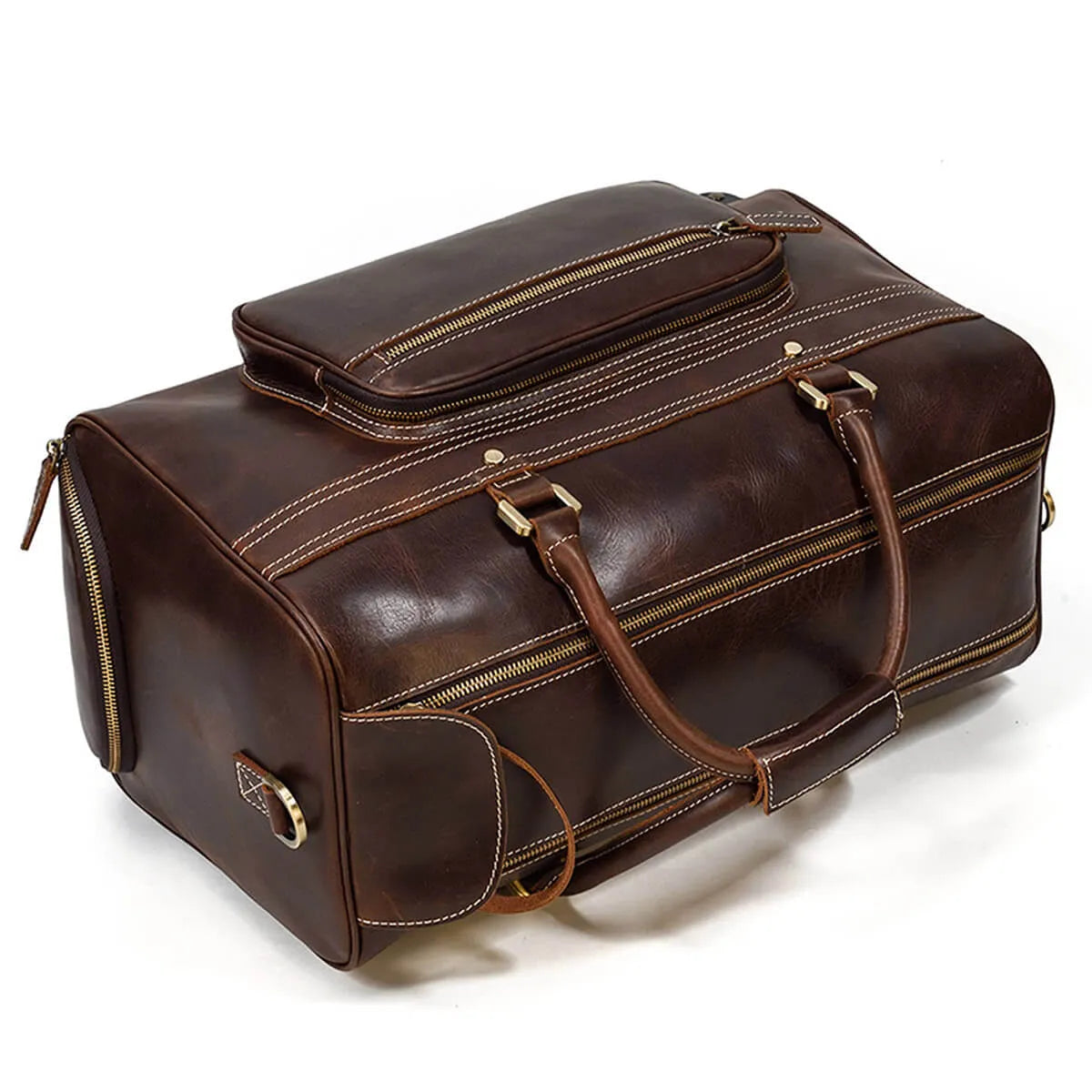 Genuine Leather Large Luggage Wheels Duffle Bag