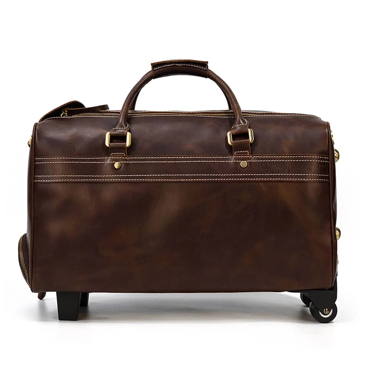 Genuine Leather Large Luggage Wheels Duffle Bag